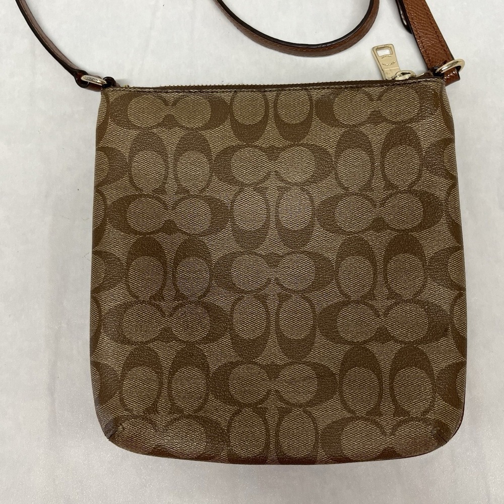 Coach Purse Brown Signature Crossbody Bag PVC F52856 Very Good Condition - Picture 4 of 4
